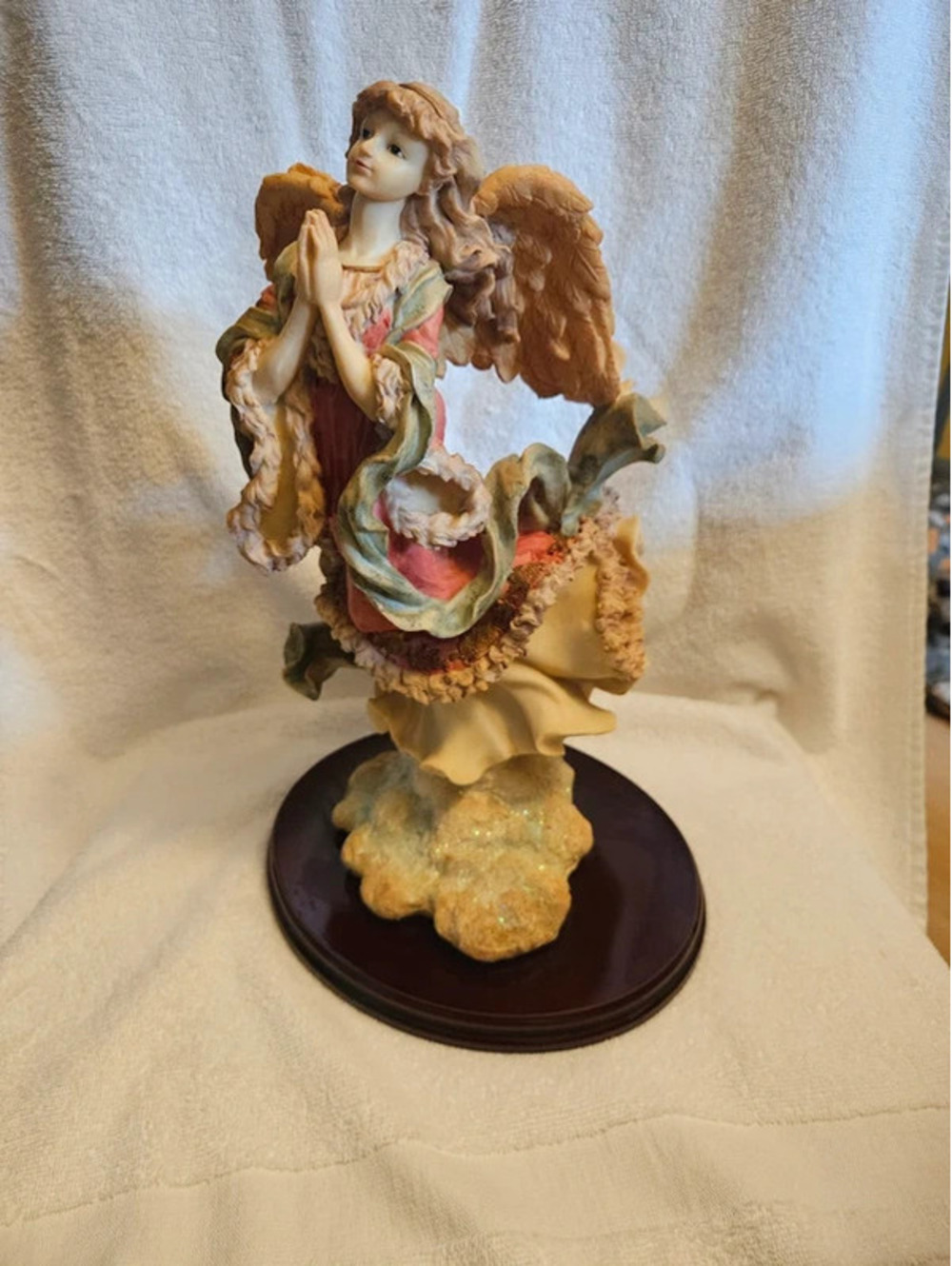 Large 15" Praying Angel Figurine VTG Victorian Whimsical Fairy Resin Christmas